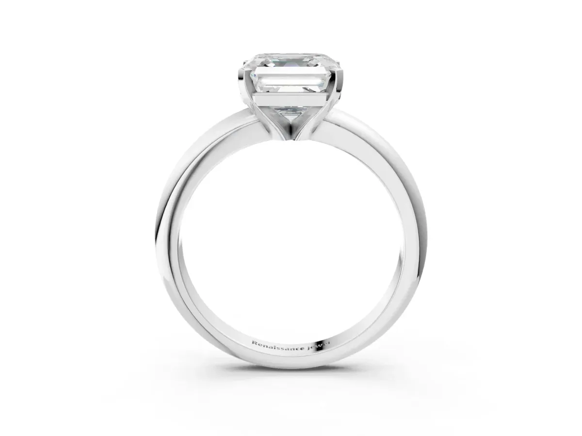 Radiant and Heart Toi Moi Ring with Prong Setting and Plain Band Platinum
