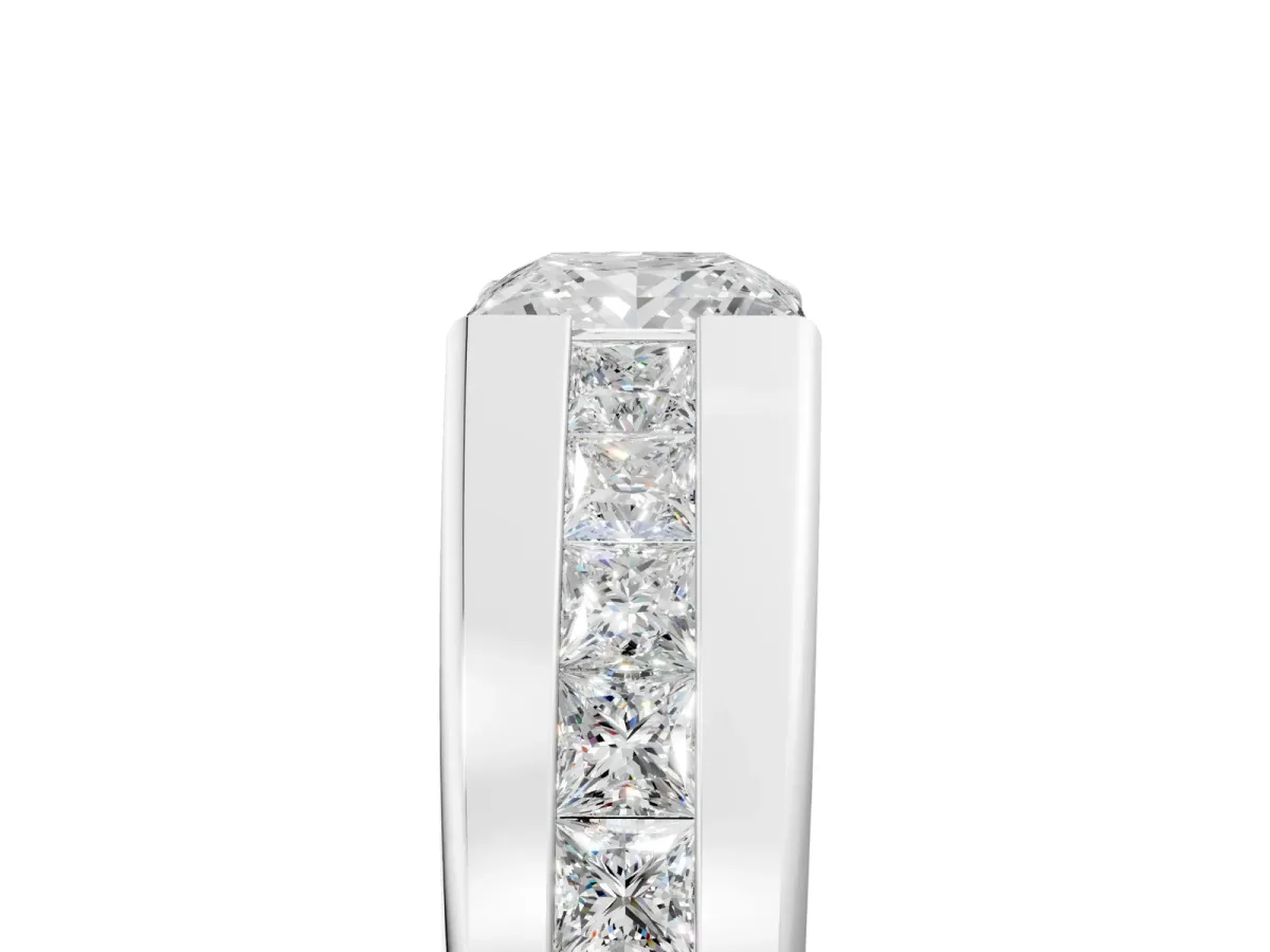 Princess Diamond Channel Set Mens Ring Platinum