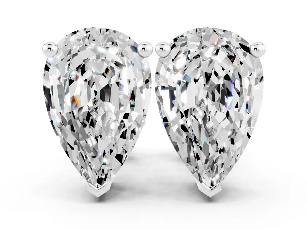 Pear Cut Moissanite Stud Earrings Silver