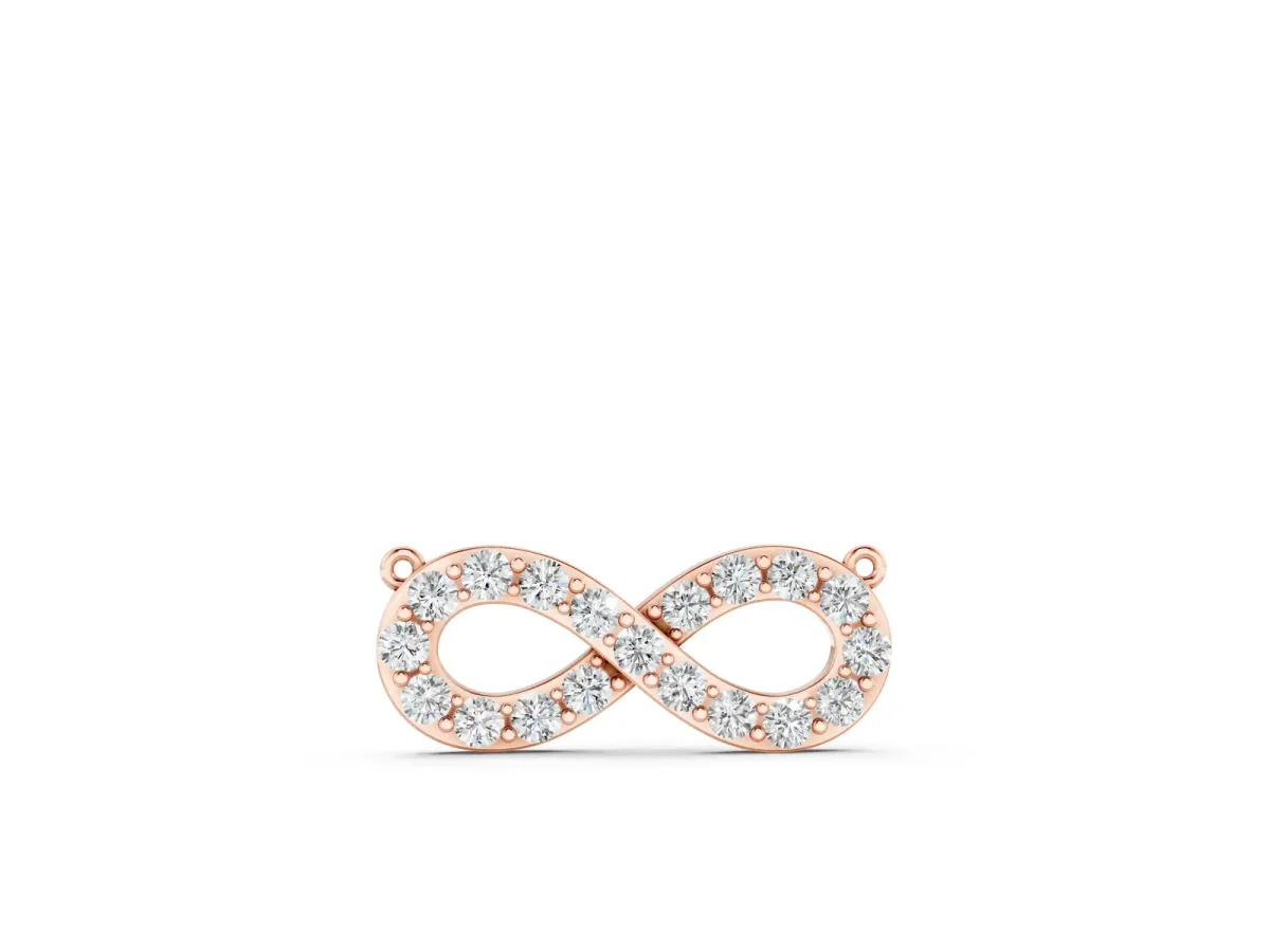 Infinity Pendant with Round Diamond Pavé Setting Rose gold