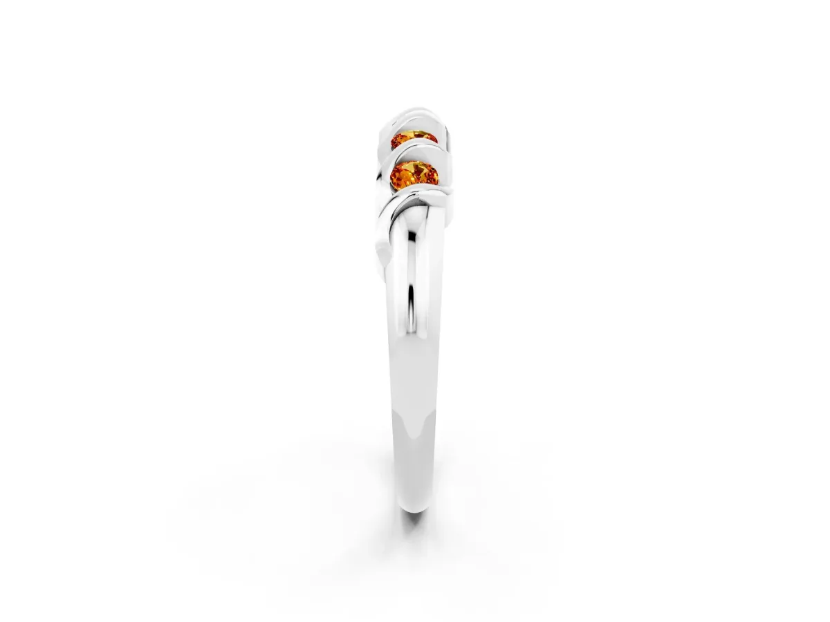 Round Citrine Eternity Band with Twist Prong Setting Platinum