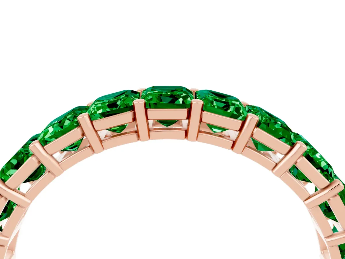 Emerald Cut Emerald Eternity Band with Shared Prong Setting Rose gold
