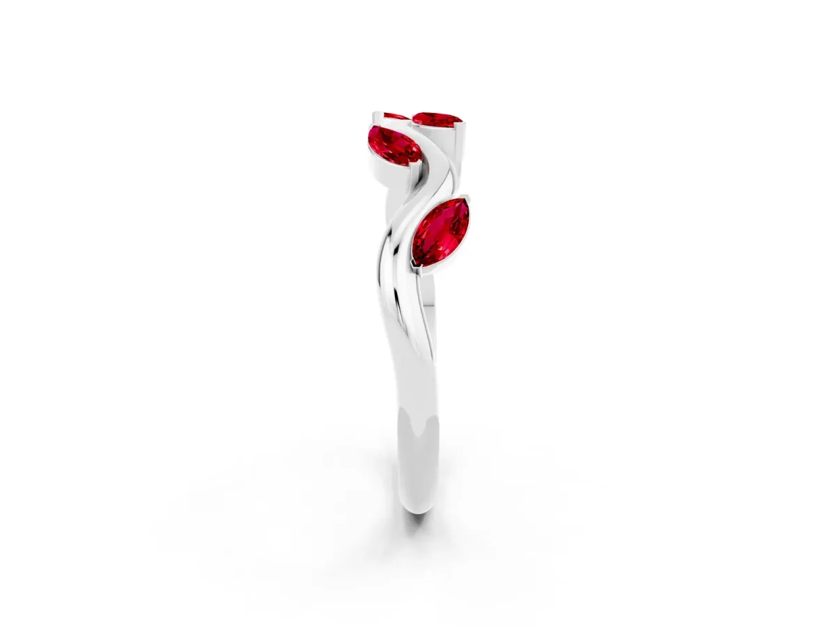 Marquise Ruby Twisted Band with Prong Setting Silver