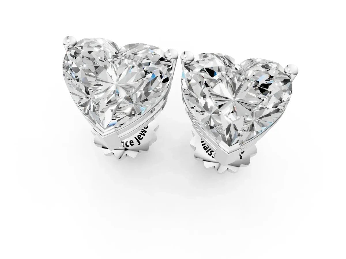 Heart Cut Diamond Stud Earrings White gold