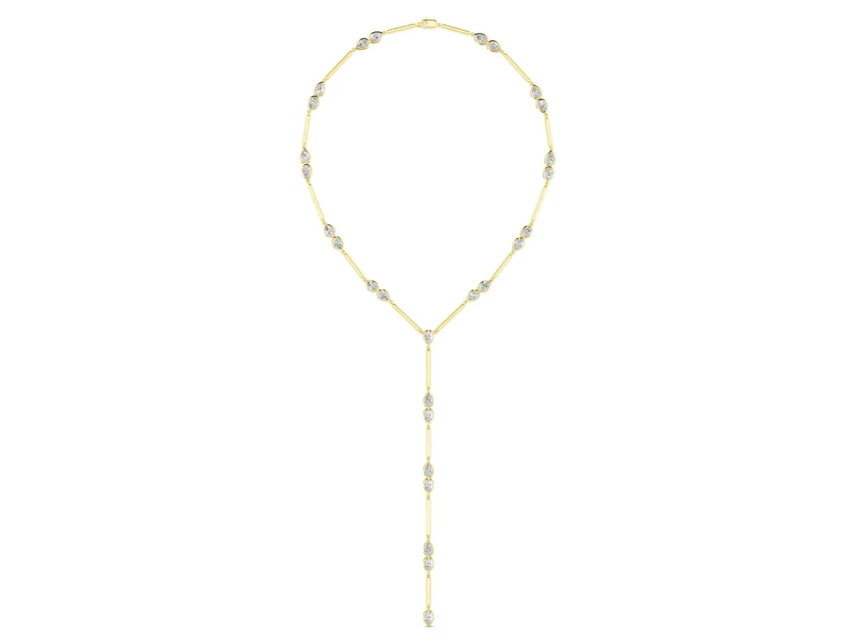 Pear Diamond Lariat Necklace with Station Accents Yellow gold