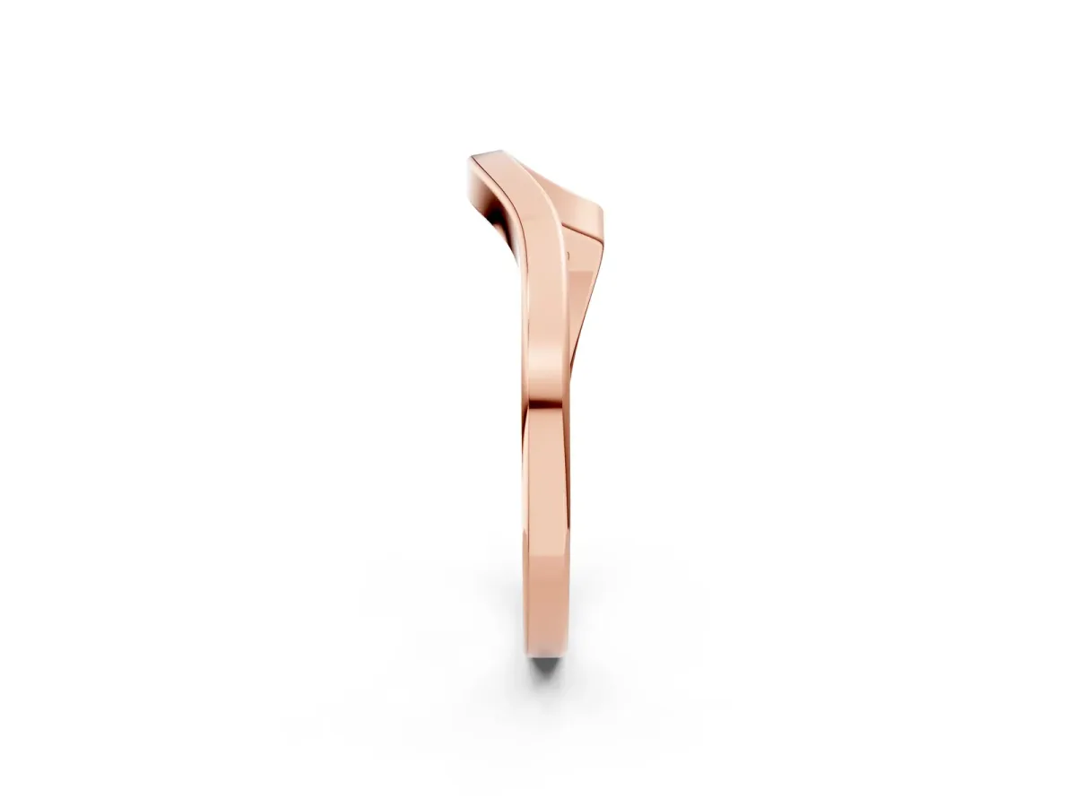 Chevron Curved Solitaire Band Rose gold