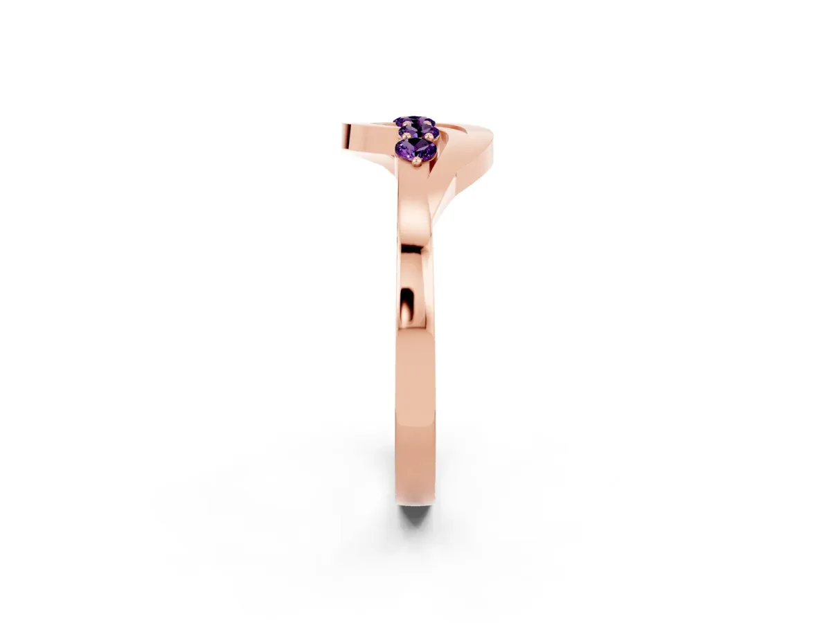 Five-Stone Round Amethyst Crossover Band with Prong Setting Rose gold