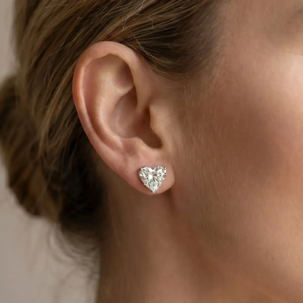 Heart Cut Diamond Stud Earrings White gold