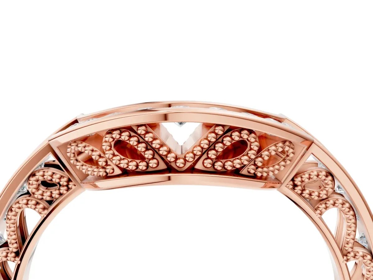 Round Channel-Set Diamond Contour Band Rose gold