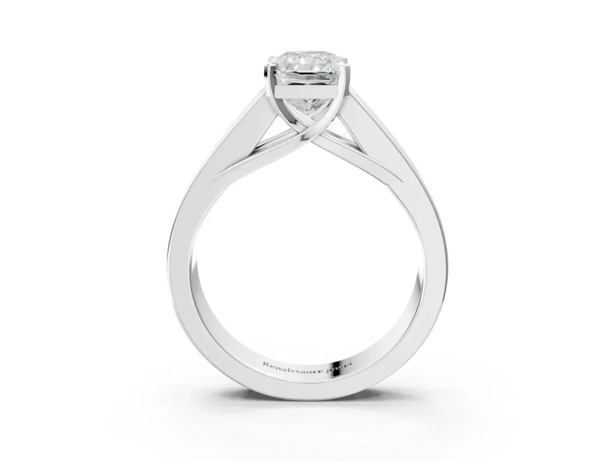 Radiant Cut Cut Channel Set Solitaire Ring with Four-Prong Setting Platinum