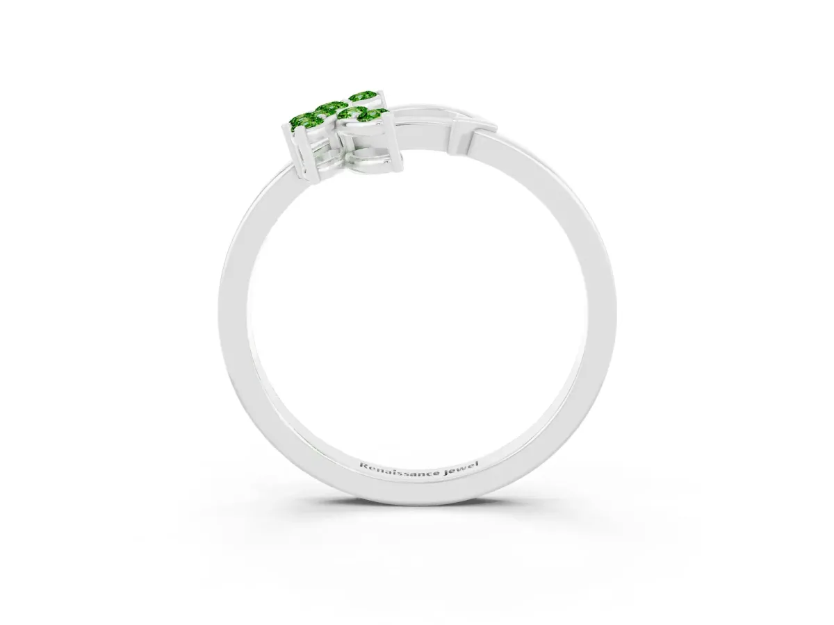 Marquise Peridot Cluster Bypass Ring with Prong Setting Silver