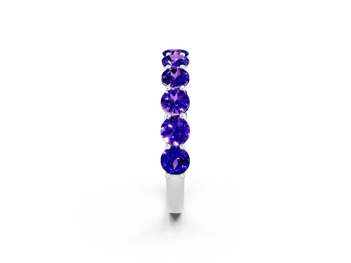 Round Tanzanite Shared Prong Eternity Band Platinum