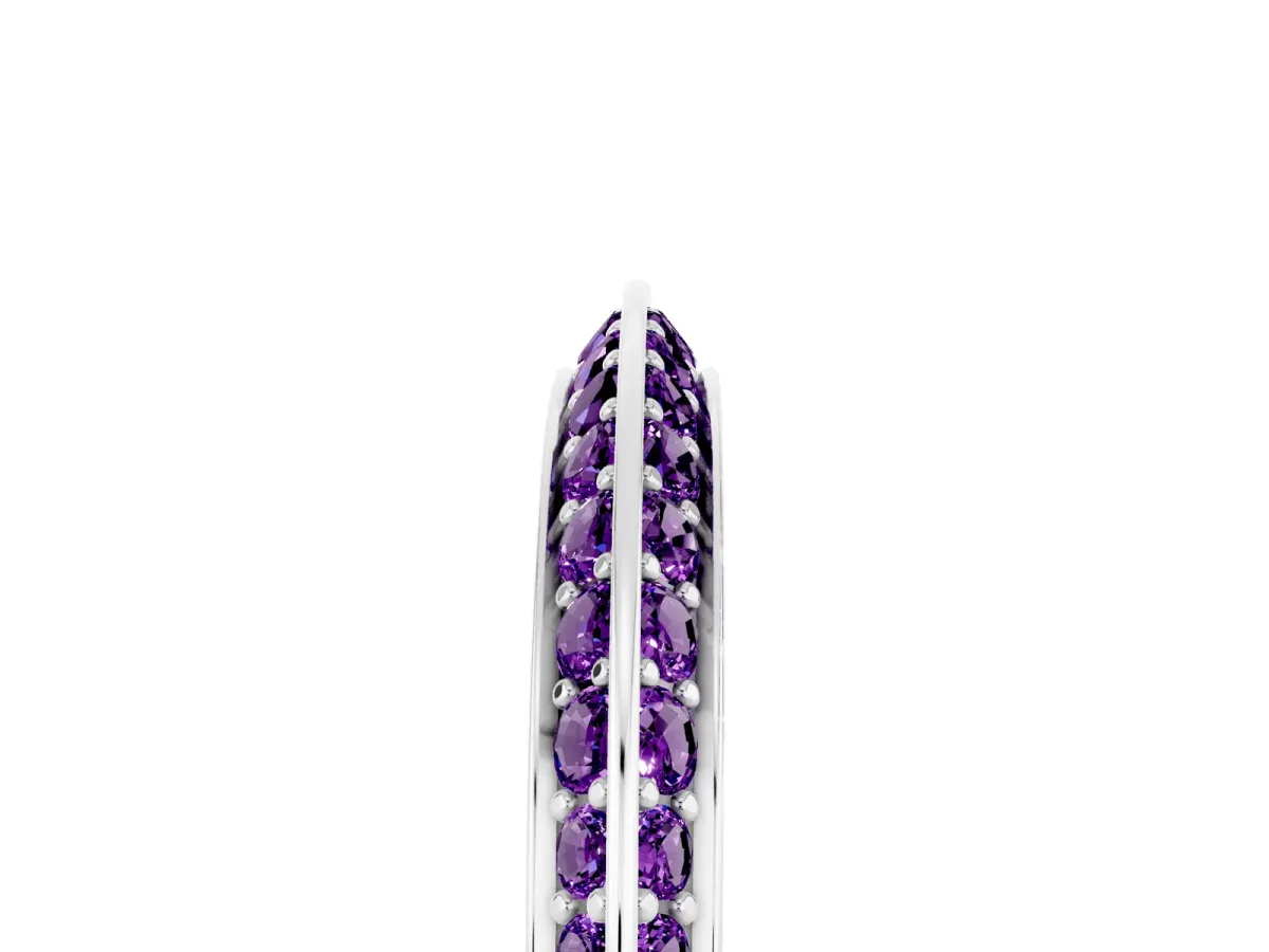Double Row Pavé Round Amethyst Eternity Band with Channel Setting Silver