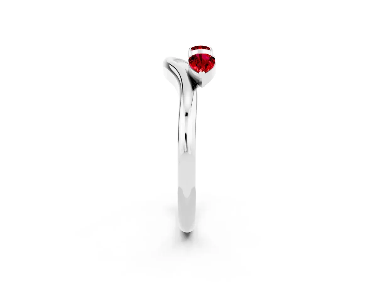 Pear Cut Ruby Two-Stone Open Band Ring with Prong Setting Silver