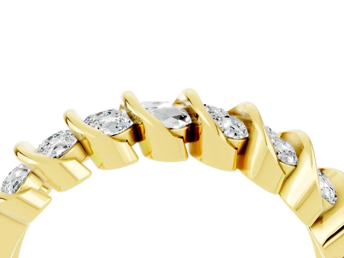 Channel Set Round Moissanite Multi-Row Band Yellow gold