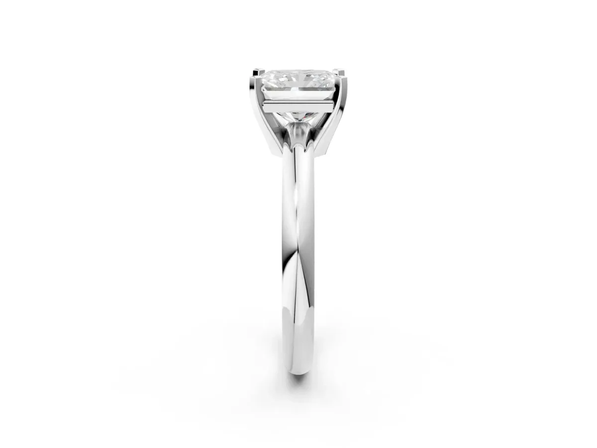 Radiant and Heart Toi Moi Ring with Prong Setting and Plain Band White gold