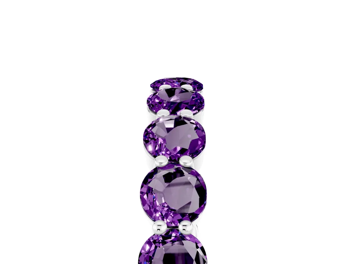 Round Amethyst Eternity Band with U-Prong Setting Silver