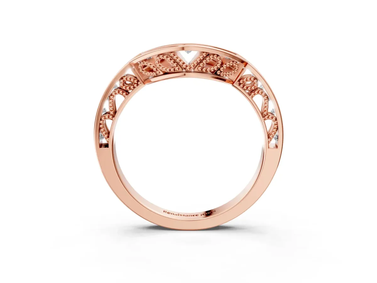 Round Channel-Set Diamond Contour Band Rose gold