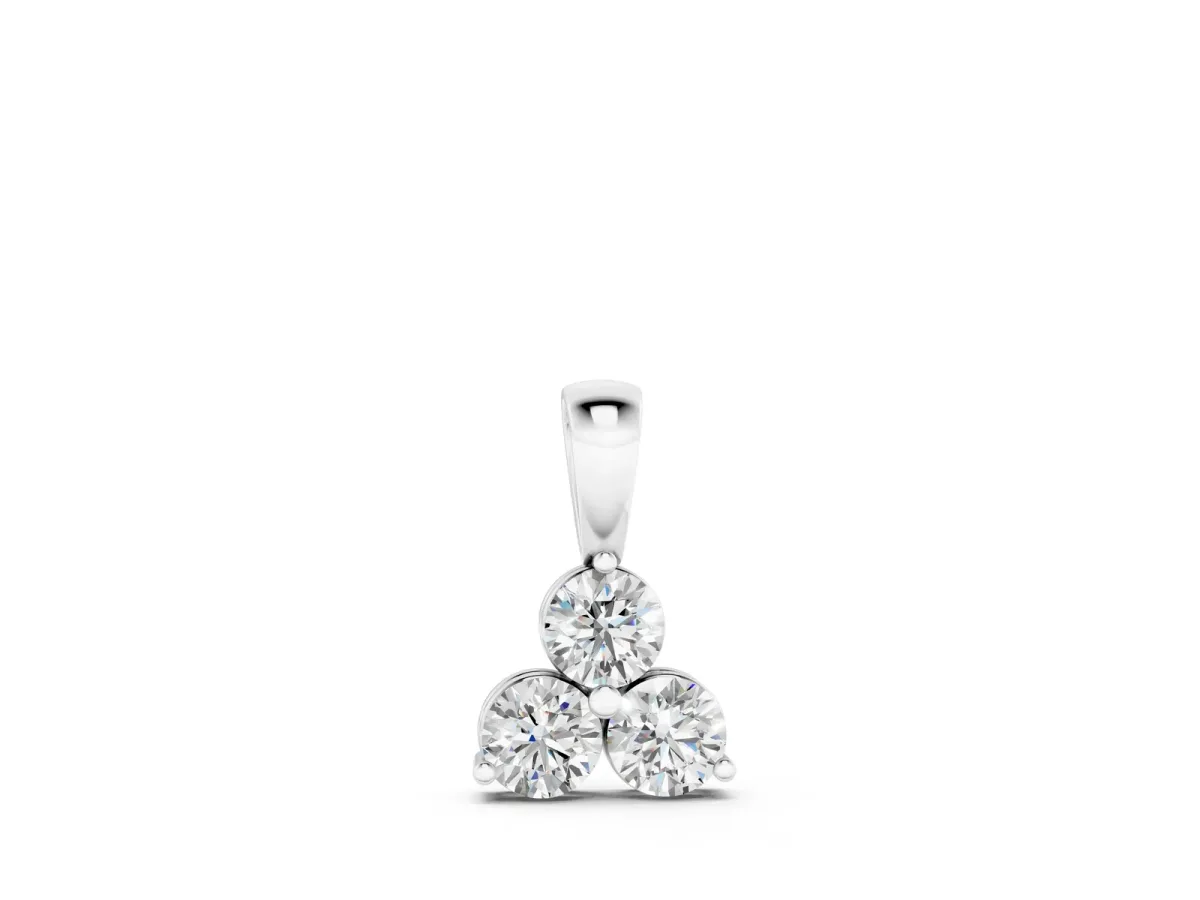 Triangular Cluster Round Diamond Prong Pendant Silver