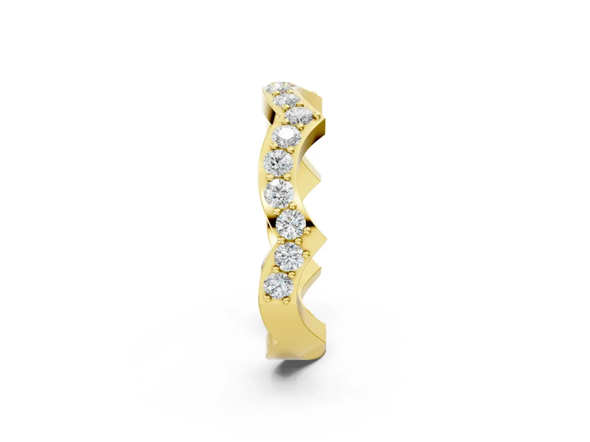 Round Diamond Pavé Zigzag Eternity Band Yellow gold