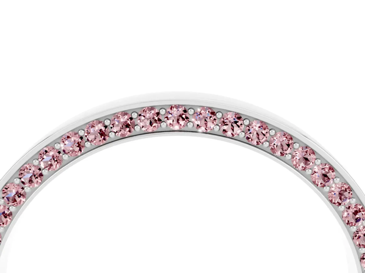 Pavé Round Morganite Channel Set Band Platinum