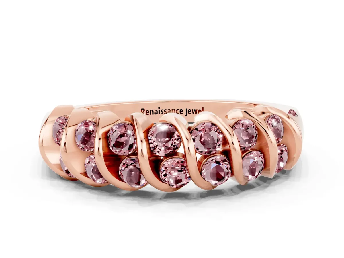 Channel Set Round Morganite Multi-Row Band Rose gold