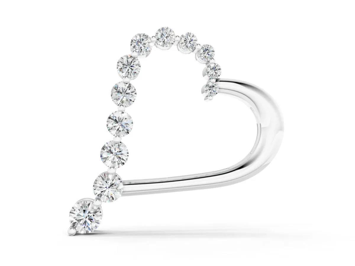 Round Diamond Prong-Set Heart Pendant White gold