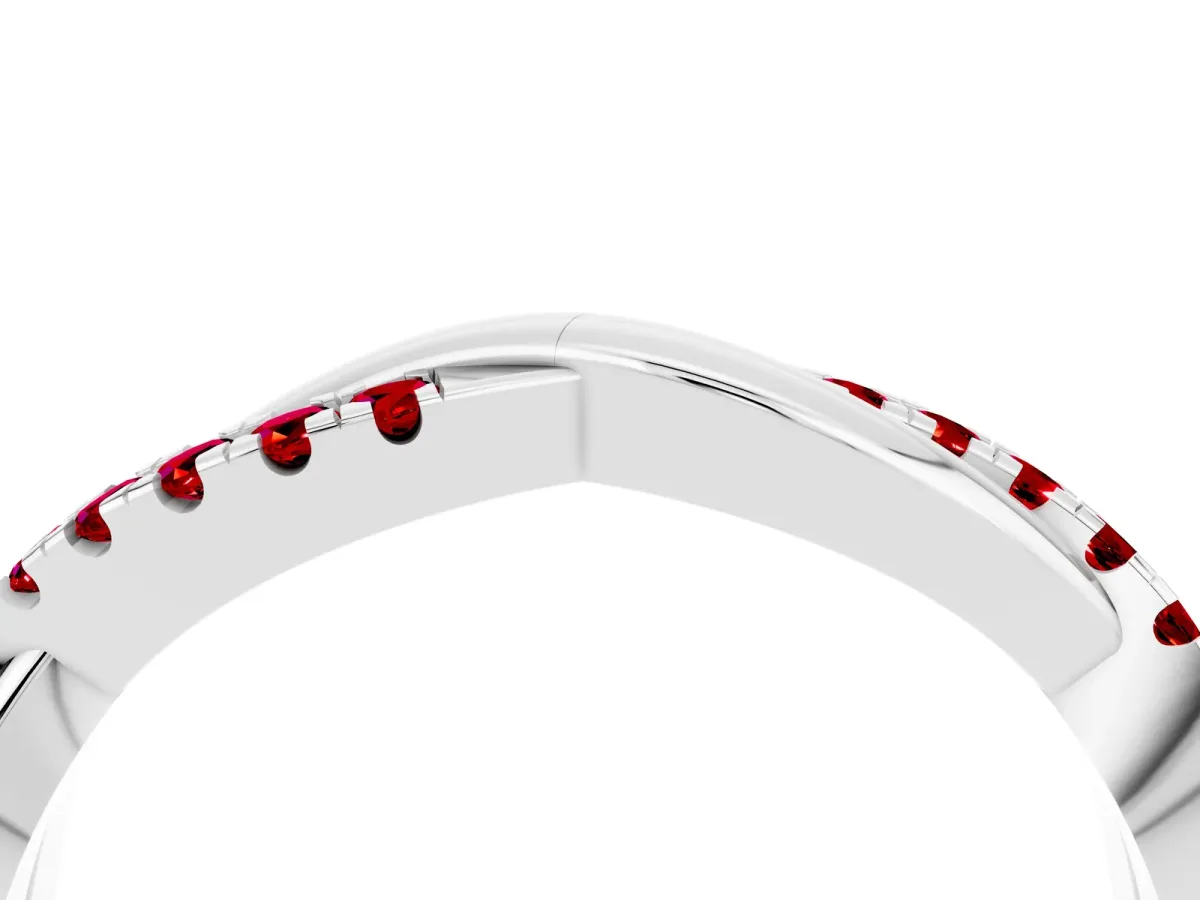 Round Ruby Twisted Infinity Band with Prong Setting Silver