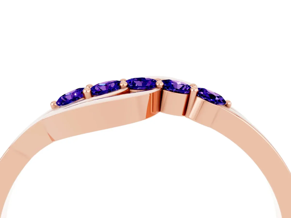 Five-Stone Round Tanzanite Crossover Band with Prong Setting Rose gold
