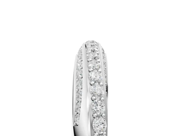 Double Row Pavé Round Diamond Channel Set Band White gold