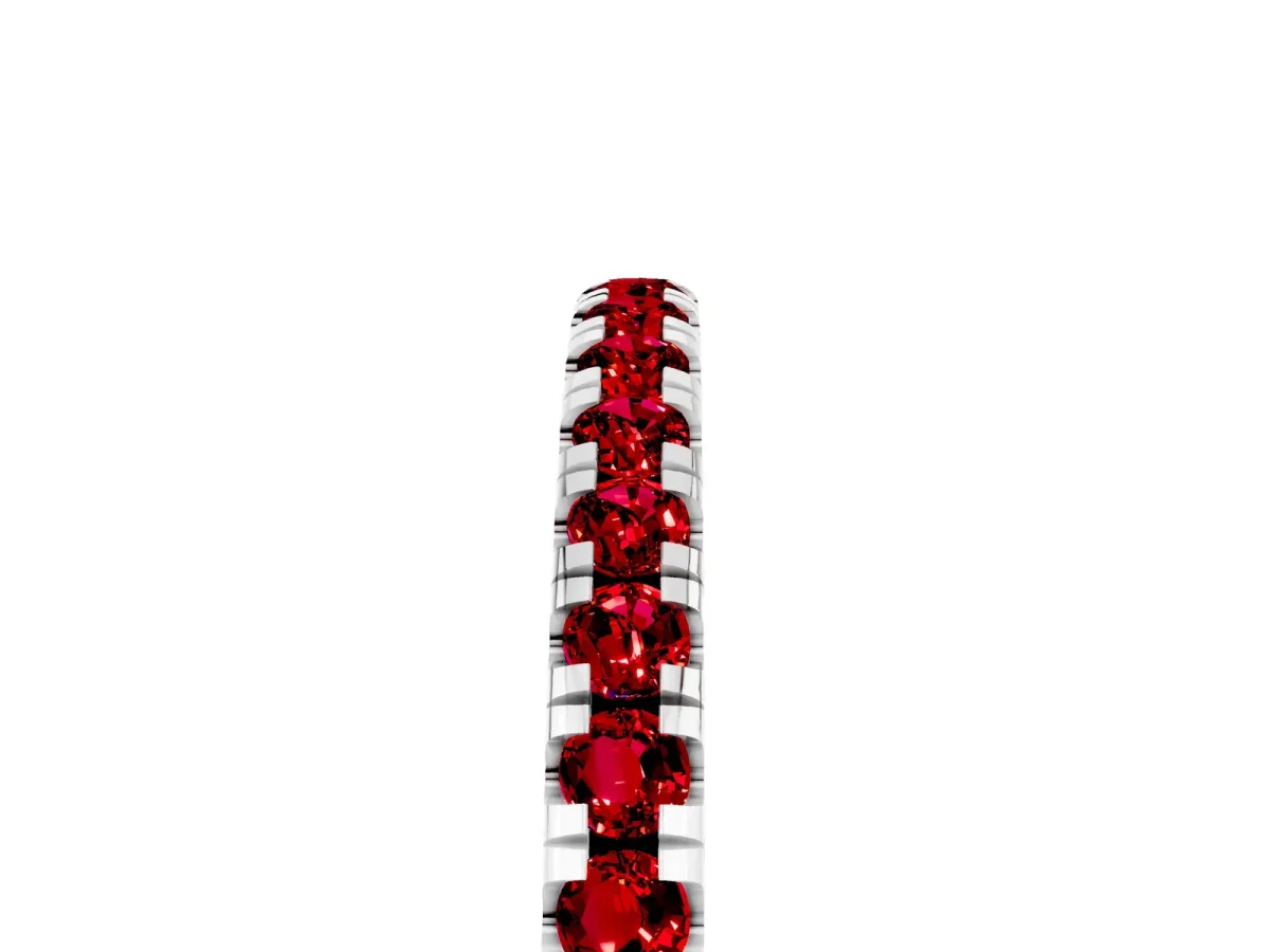 Pavé Round Ruby Half Eternity Band with Shared Prong Setting Platinum