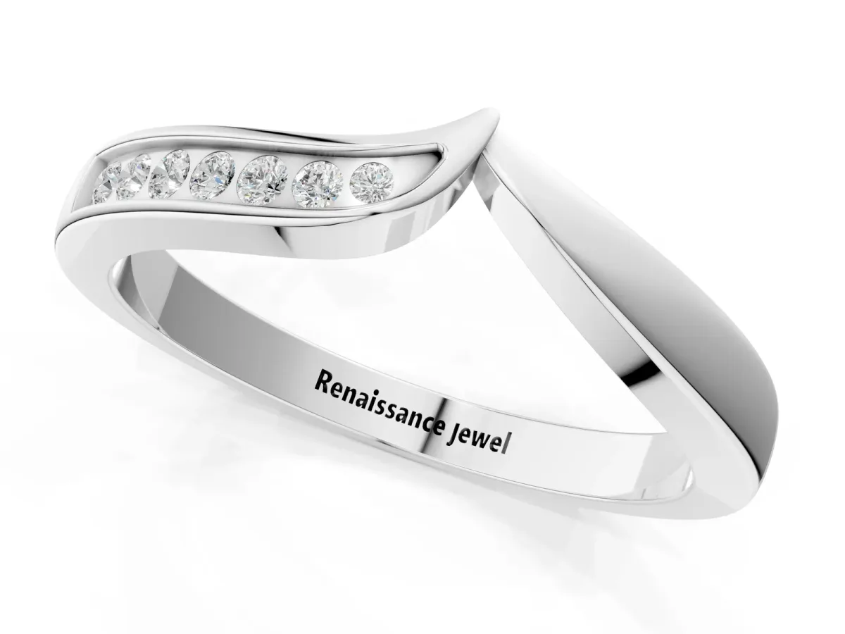Channel Set Round Diamond Contour Band Platinum