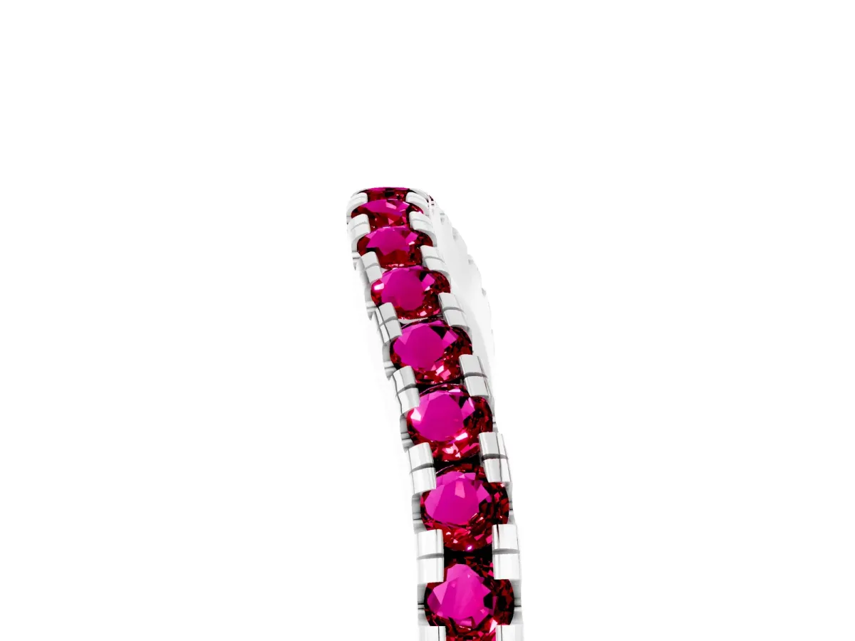 Round Garnet Pavé Half Eternity Band with Shared Prong Setting Platinum