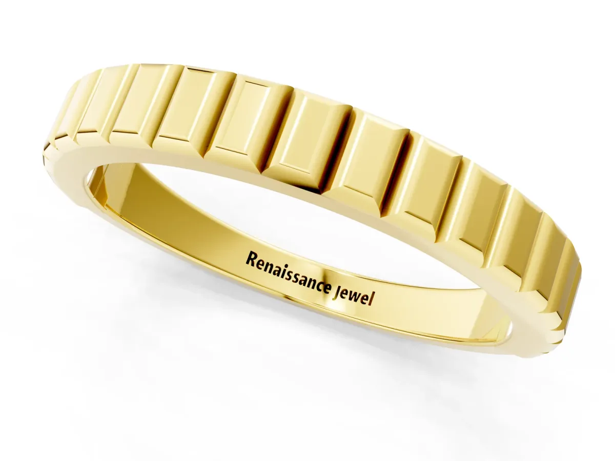 White Gold Ribbed Eternity Band Yellow gold