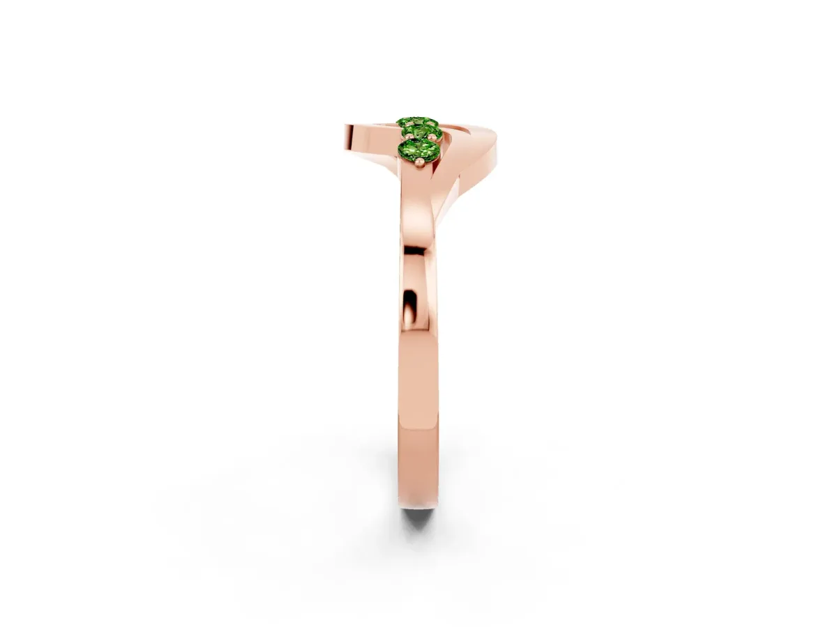 Five-Stone Round Peridot Crossover Band with Prong Setting Rose gold