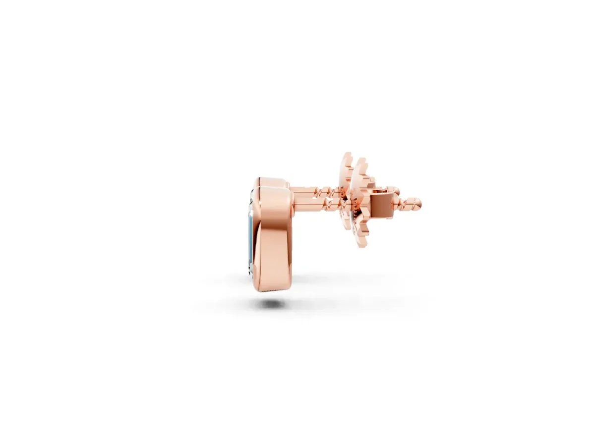 Emerald Diamond Bezel-Set Stud Earrings Rose gold