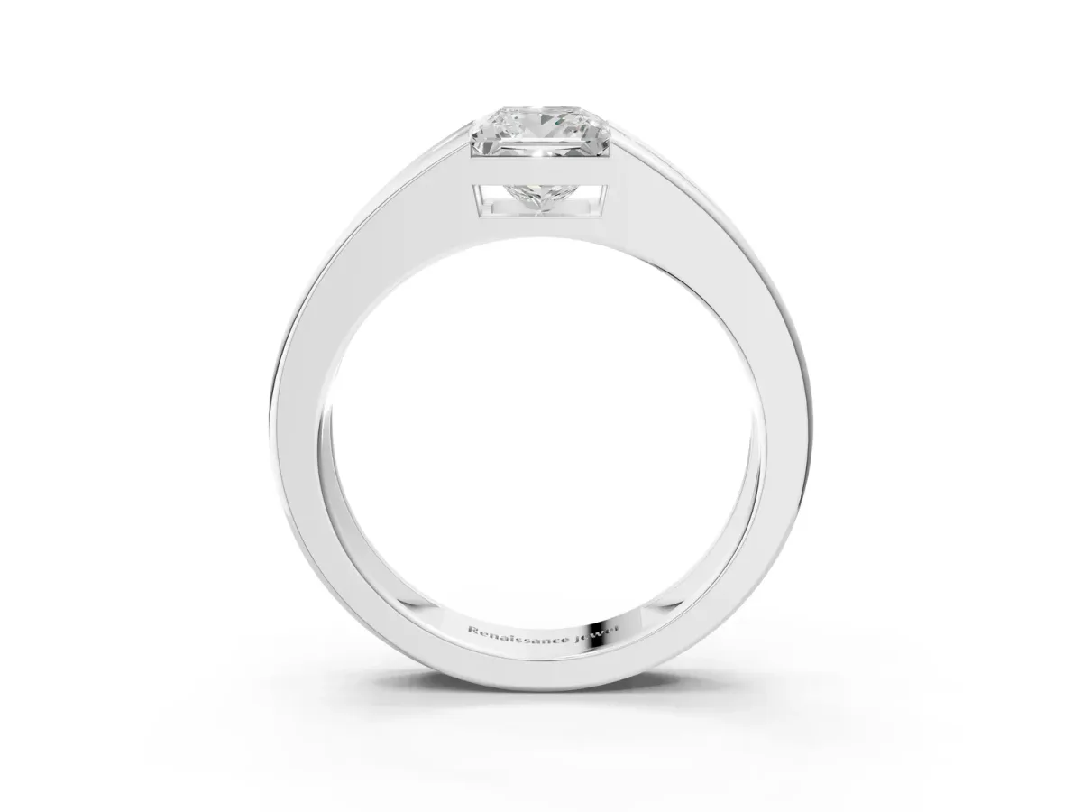 Princess Diamond Channel Set Mens Ring Platinum