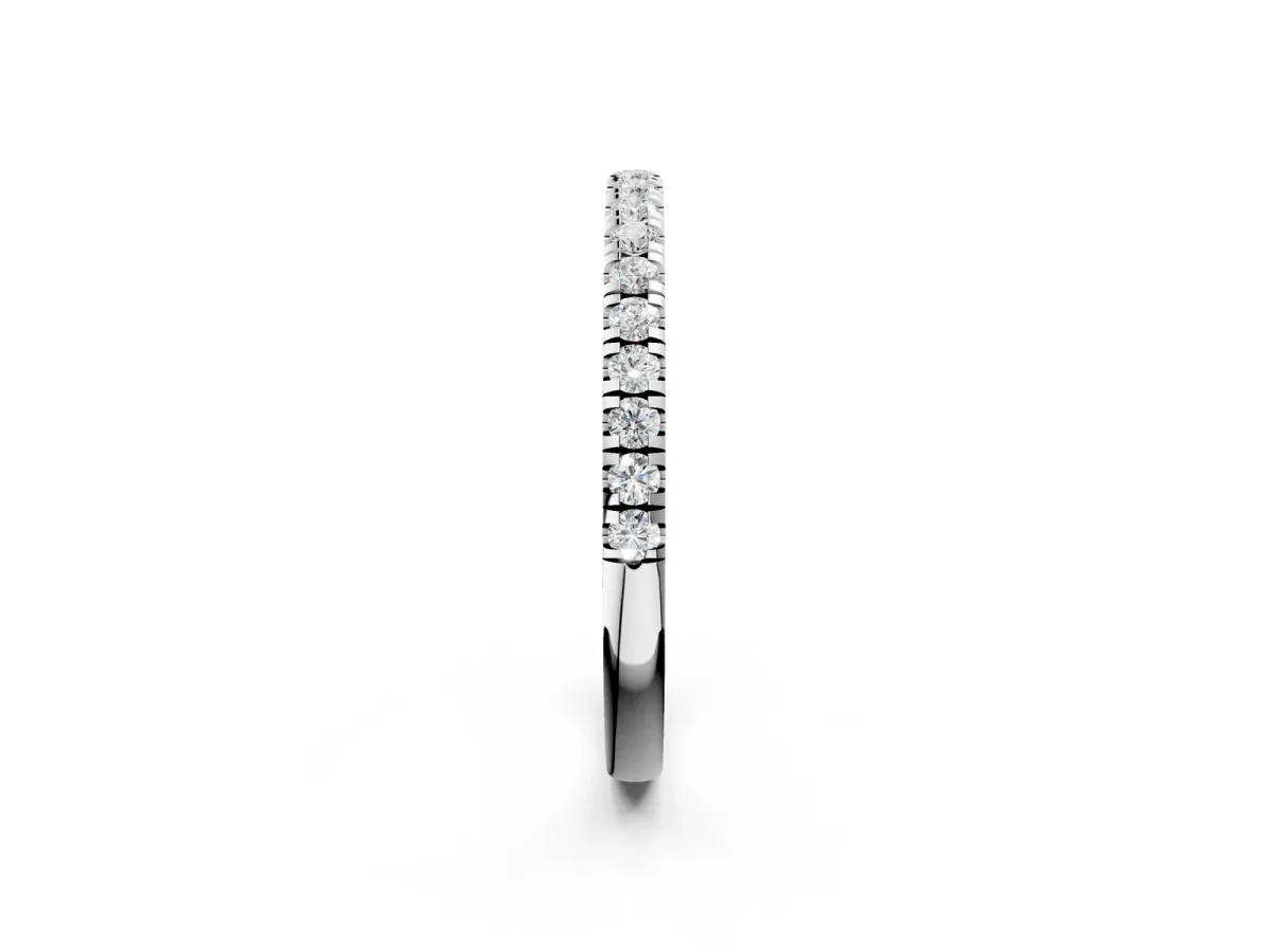 Pavé Round Diamond Half Eternity Band with Shared Prong Setting Platinum