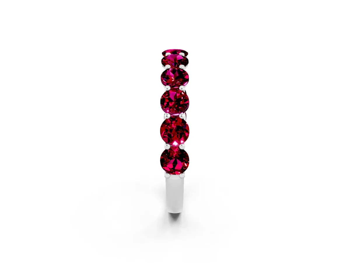 Round Garnet Shared Prong Eternity Band White gold