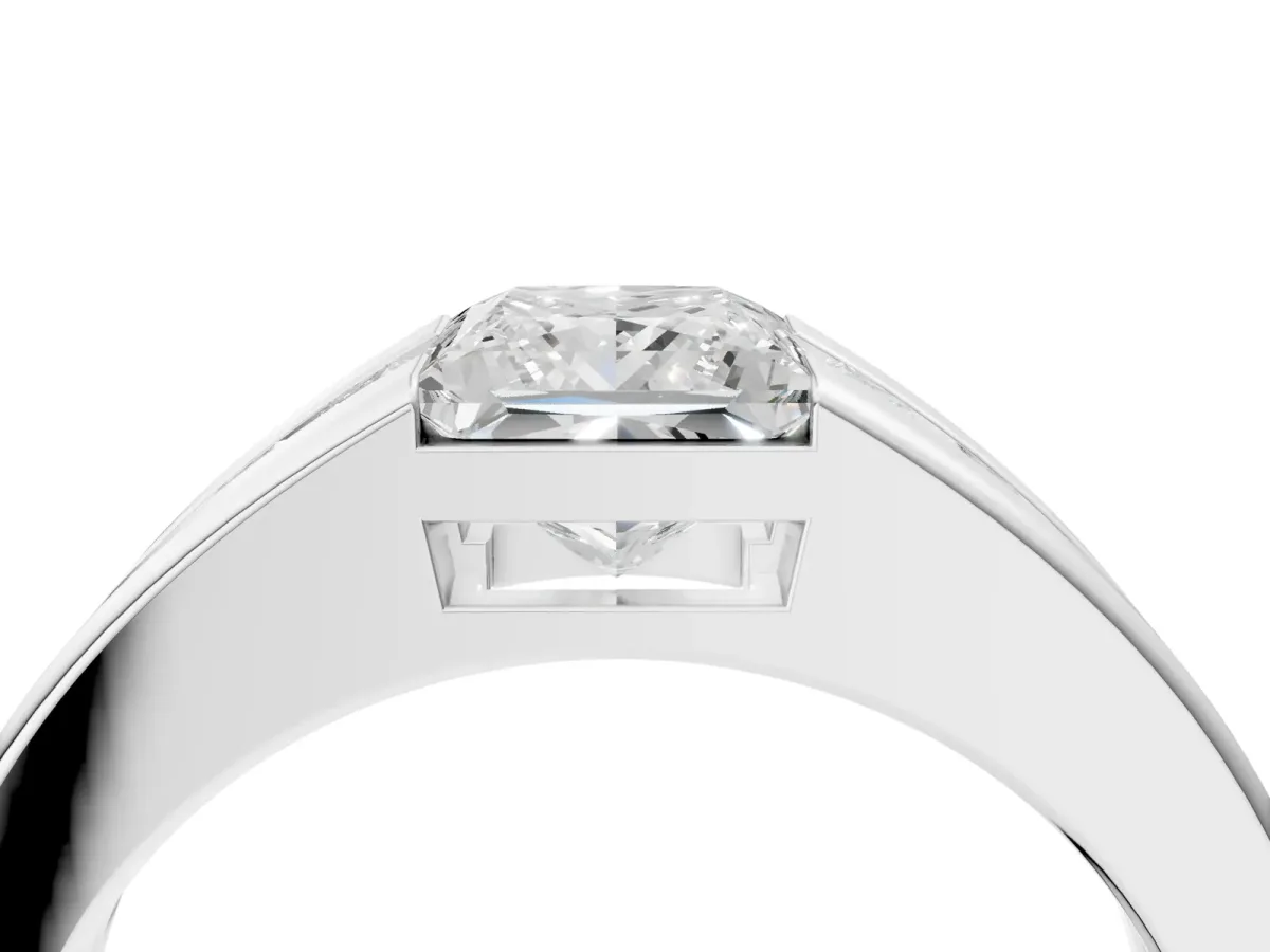 Princess Diamond Channel Set Mens Ring Platinum