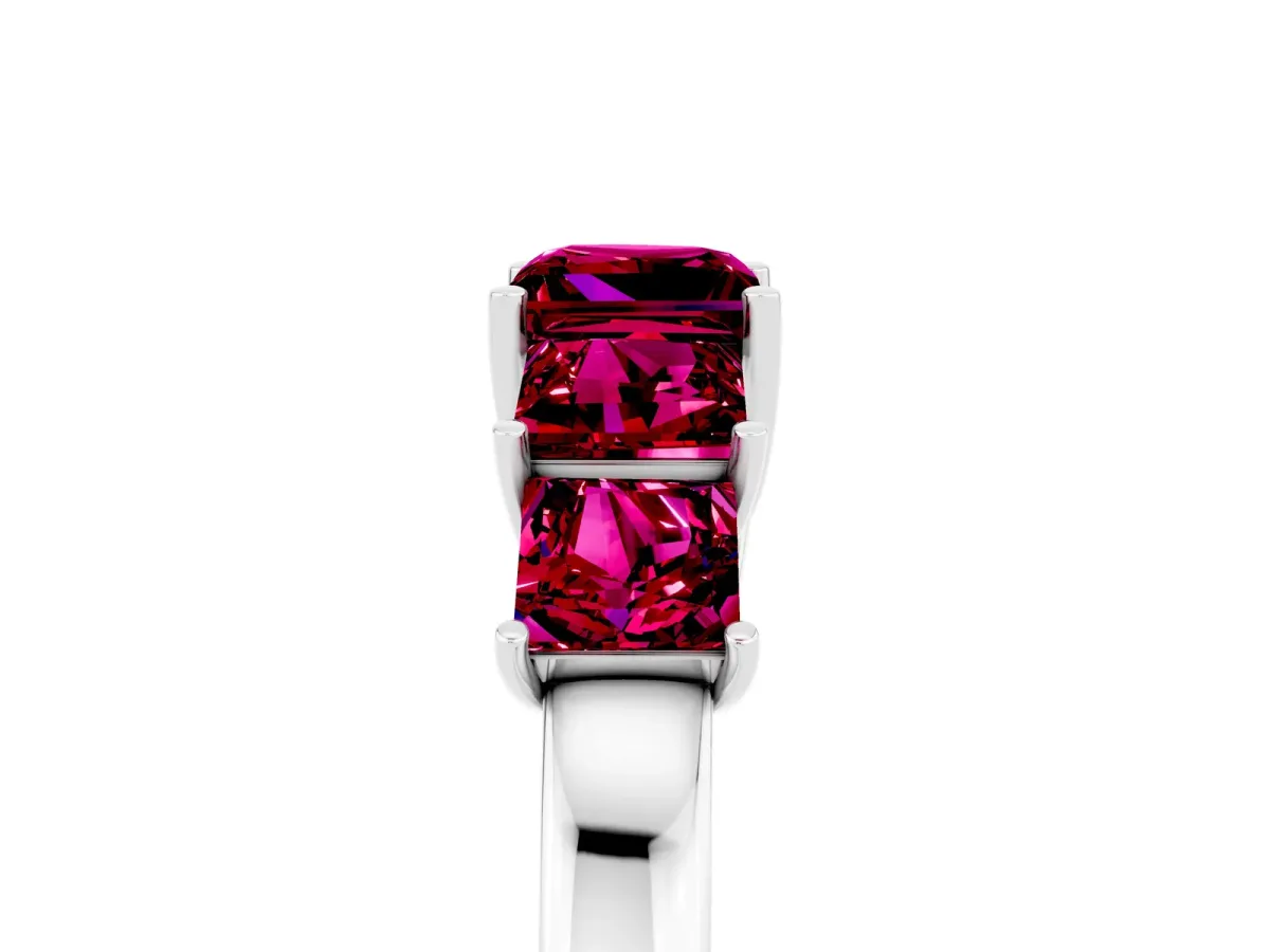 Princess Cut Five-Stone Garnet Ring with Classic Prong Setting White gold