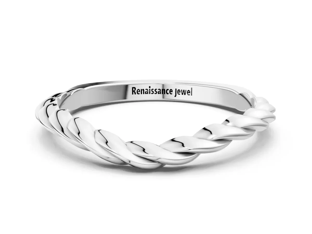 Marquise Diamond Twist Eternity Band with Bezel Setting Silver