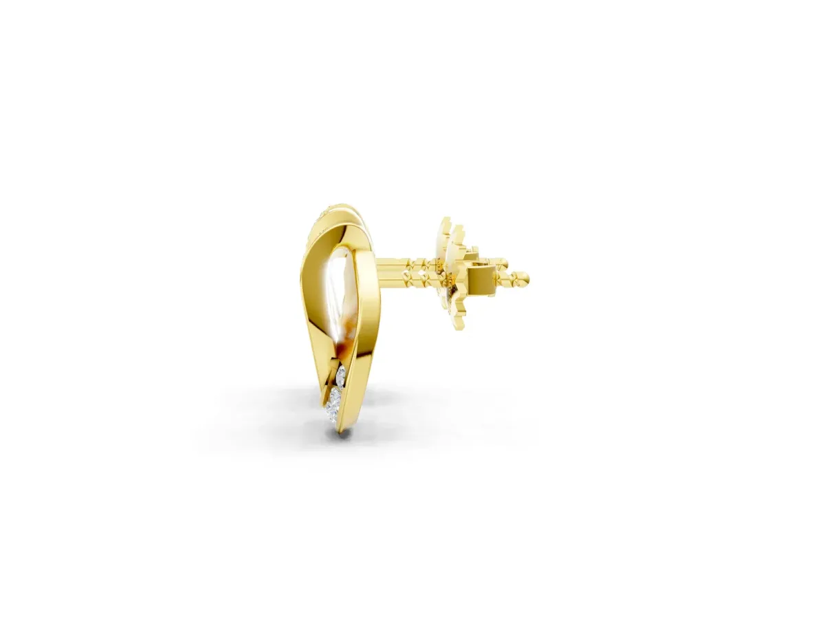 Round Diamond Pavé Knot Stud Earrings Yellow gold