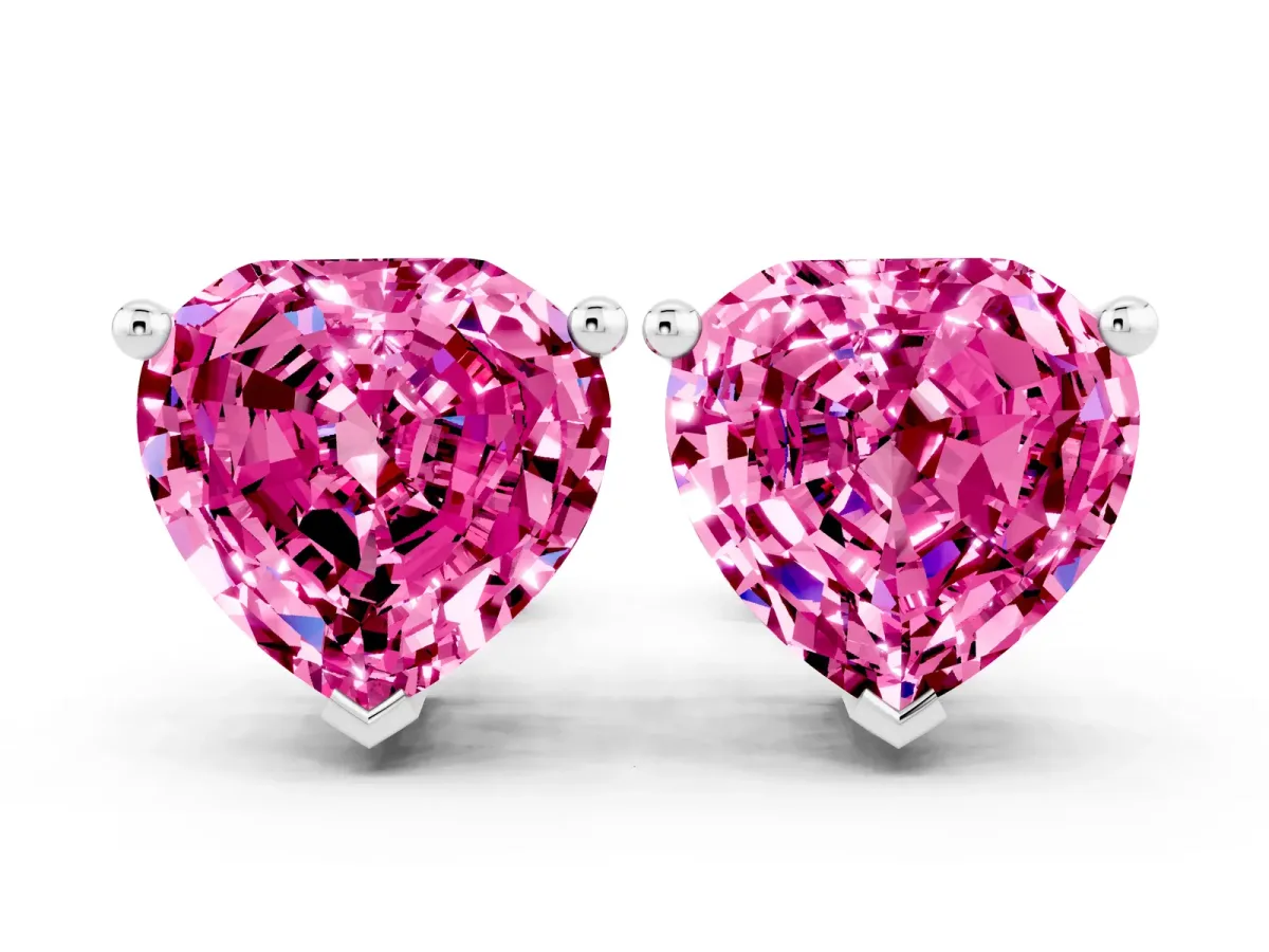 Heart Cut Pink Sapphire Stud Earrings White gold