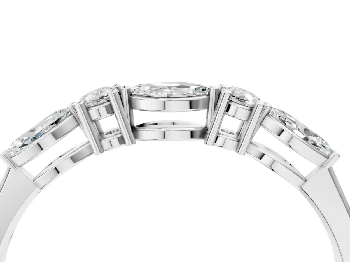 Prong Set Round Diamond Half-Eternity Band Silver
