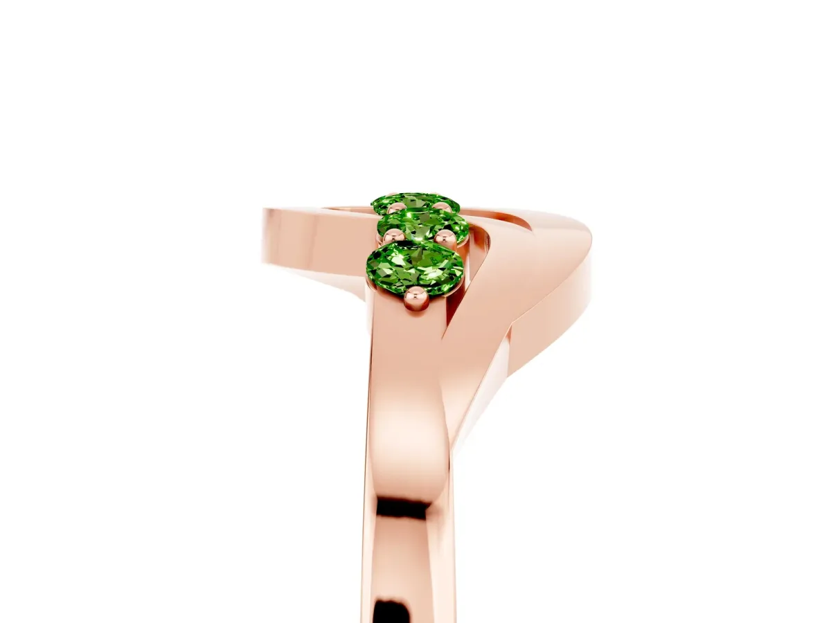 Five-Stone Round Peridot Crossover Band with Prong Setting Rose gold