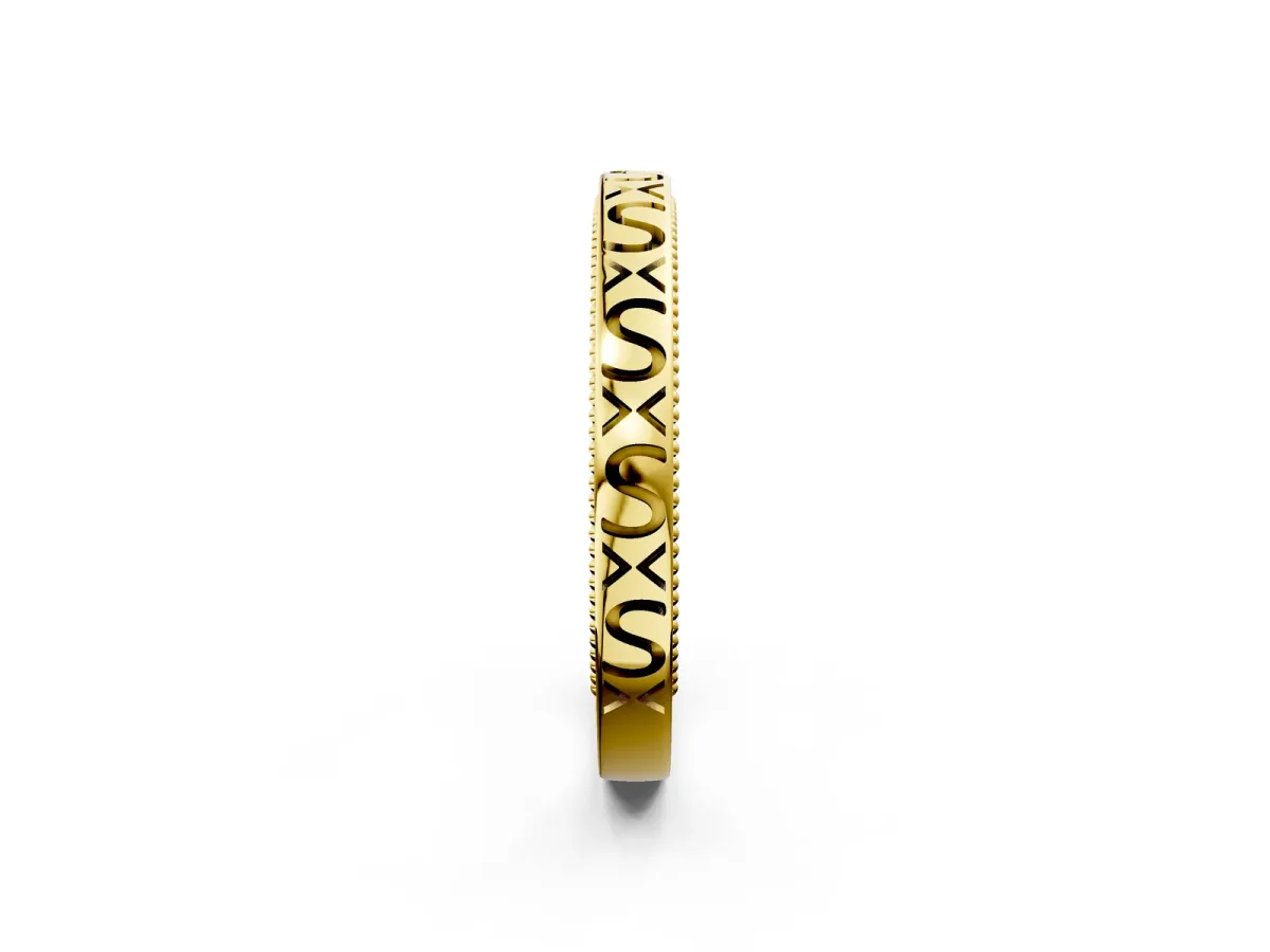 Vintage Engraved Milgrain Band Yellow gold