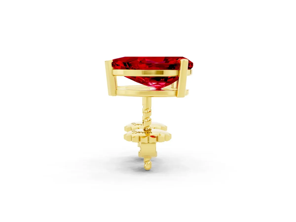 Pear Cut Ruby Stud Earrings Yellow gold