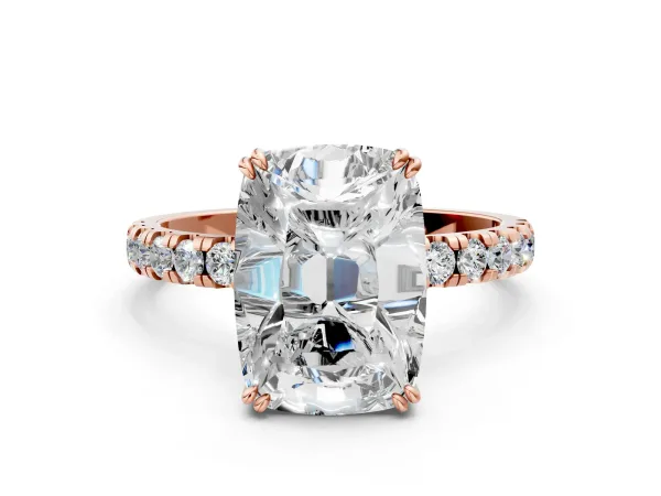 Old Mine Elongated Cushion Diamond Pave Band Ring Rose gold