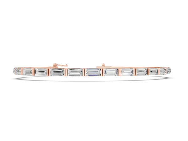 Baguette Cut Diamond Bar Set Tennis Bracelet Rose gold